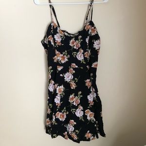 Black summer dress with floral print
